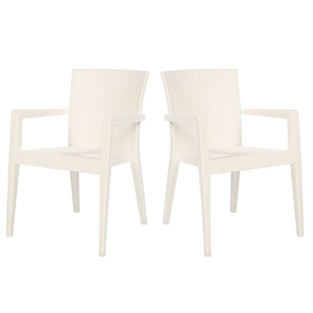 Rainbow Outdoor Montana Set of 2 Stackable Armchair-White RBO-MONTANA-WHT-AC-SET2